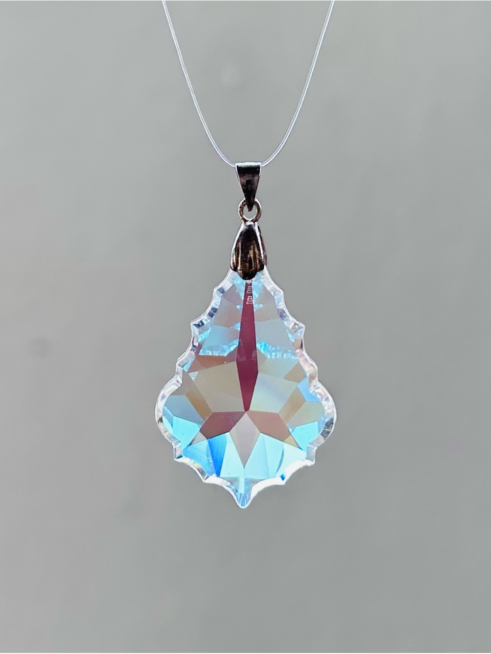 Genuine Swarovski Baroque Crystal Pendant Sterling Silver 925 Bail Iridescent AB